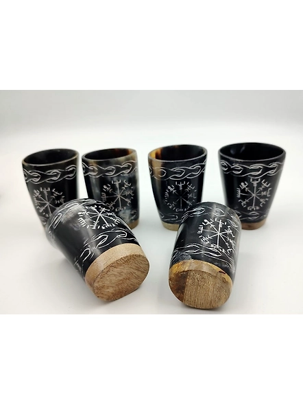 Set of Royal Viking Drinking Horn Shot Glass Cup Genuine Handcrafted Viking Horn Cup Original Medieval Cup Christmas Gift-2