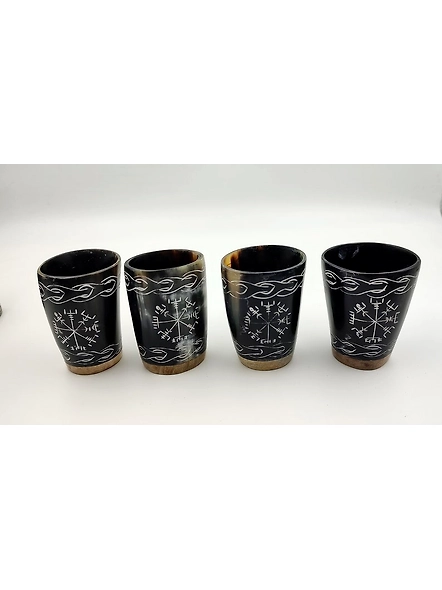 Set of Royal Viking Drinking Horn Shot Glass Cup Genuine Handcrafted Viking Horn Cup Original Medieval Cup Christmas Gift-3