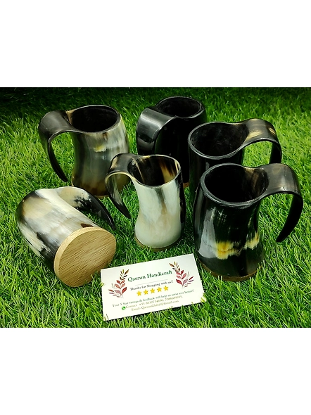 Set of Horn Shot Glass Vodka Glass Tequila Glass Mini Tankard set buffalo horn made viking style drinking-1