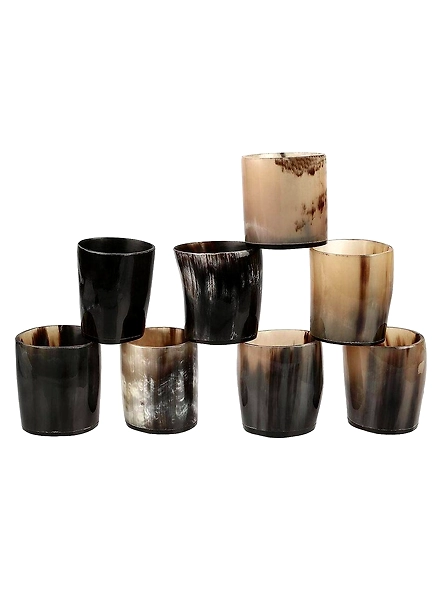 Set of 8 Horn Shot Glass Vodka Glass Tequila Glass Mini glasses set buffalo horn made viking style drinking-As1021