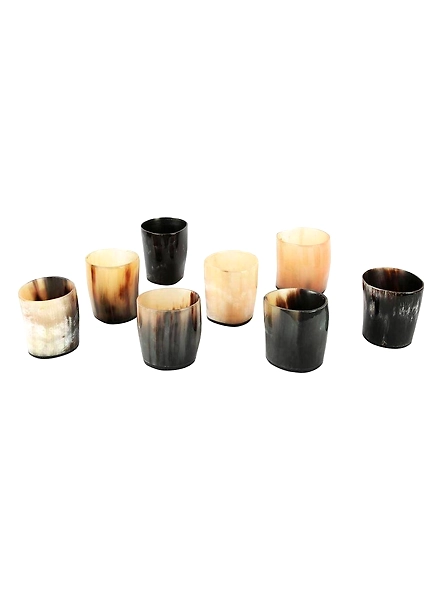 Set of 8 Horn Shot Glass Vodka Glass Tequila Glass Mini glasses set buffalo horn made viking style drinking-1