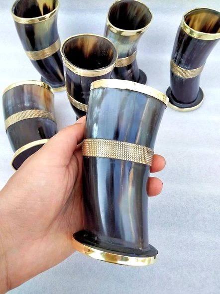Real Ox Horn Viking Drinking Horn Beautiful crafted Ox Horn Glass with Brass Work Perfect Gift for Vikings lovers Gift mother's day gift-1