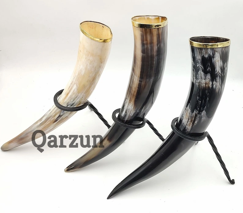 Handcrafted Drinking Horn with Stand, Viking Drinking Horn for adult, Beer Stein, Handmade Horn Mugs, Gifts for Game of Thrones lovers-As1024