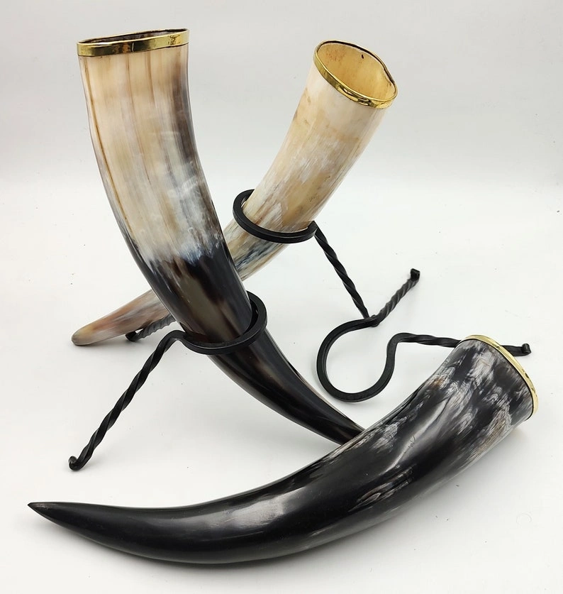 Handcrafted Drinking Horn with Stand, Viking Drinking Horn for adult, Beer Stein, Handmade Horn Mugs, Gifts for Game of Thrones lovers-1