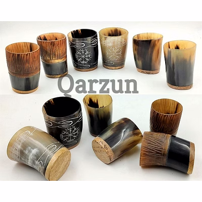 set of 6 royal viking drinking horn shot glass cup set genuine handcrafted viking horn cup original medieval cup