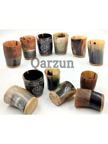 Set of 6 Royal Viking Drinking Horn Shot Glass Cup Set Genuine Handcrafted Viking Horn Cup Original Medieval Cup-As1025