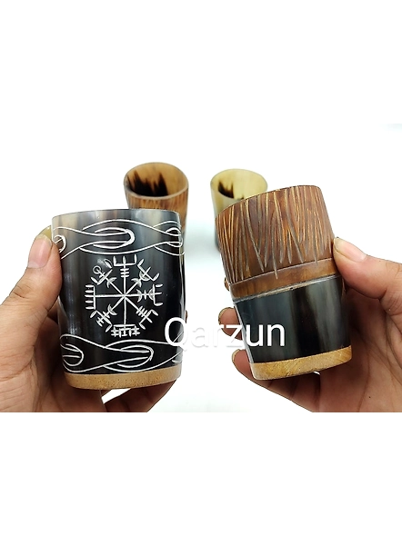 Set of 6 Royal Viking Drinking Horn Shot Glass Cup Set Genuine Handcrafted Viking Horn Cup Original Medieval Cup-1