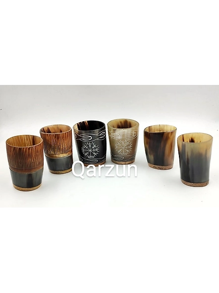 Set of 6 Royal Viking Drinking Horn Shot Glass Cup Set Genuine Handcrafted Viking Horn Cup Original Medieval Cup-3