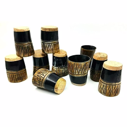 viking shot cups - shot glass set textured style - gifts for him - genuine ox horn mini cups