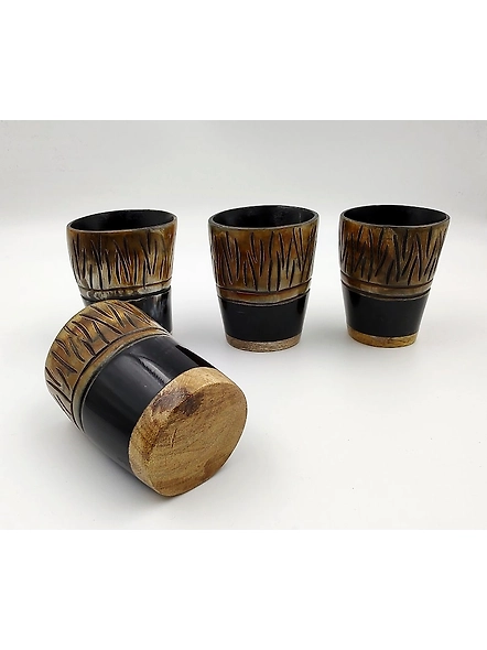 Viking Shot Cups - Shot Glass Set Textured Style - Gifts for Him - Genuine Ox Horn Mini Cups-2