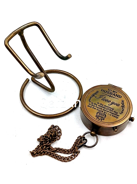 Nautical Compass to My Husband I Love You Poem Engraved Solid Brass Navigational Vintage Marine Compass with Display stand Anniversary Gift-1
