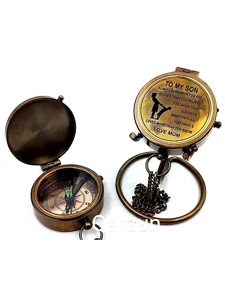 Nautical Compass To My Son I Love You Poem Engraved Solid Brass Navigational Vintage Marine Compass with Display stand Anniversary Gift-As1031