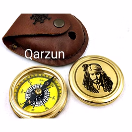 brass captain jack sparrow compass pirates pocket compass nautical leather cover gift for loved ones, father day gift, valentine gift