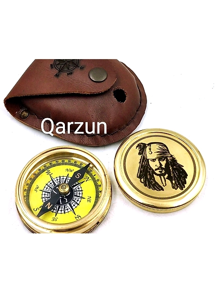 Brass Captain jack sparrow Compass Pirates Pocket compass Nautical Leather Cover Gift for Loved ones, father day Gift, Valentine Gift-As1036