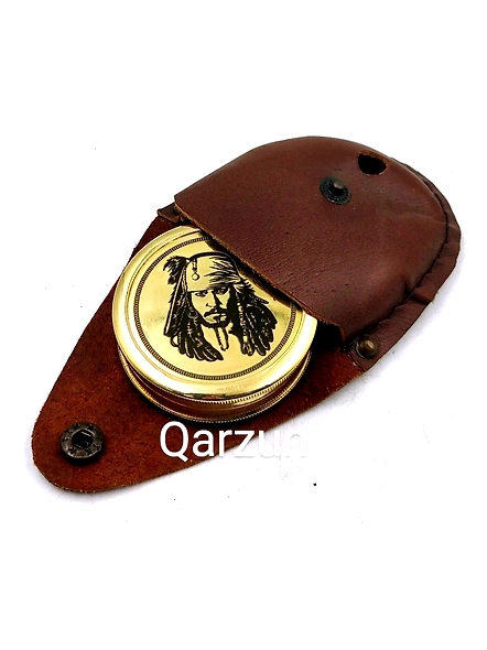 Brass Captain jack sparrow Compass Pirates Pocket compass Nautical Leather Cover Gift for Loved ones, father day Gift, Valentine Gift-1