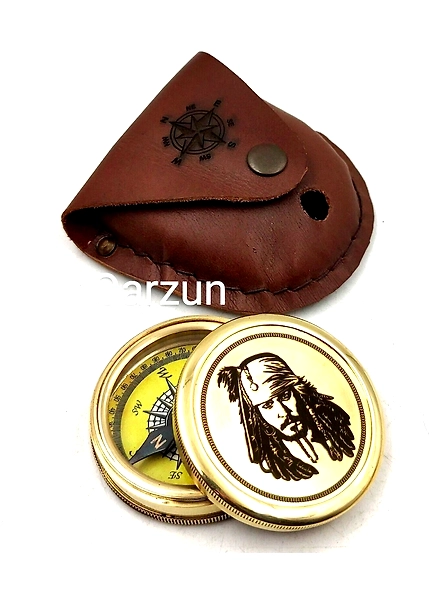 Brass Captain jack sparrow Compass Pirates Pocket compass Nautical Leather Cover Gift for Loved ones, father day Gift, Valentine Gift-2