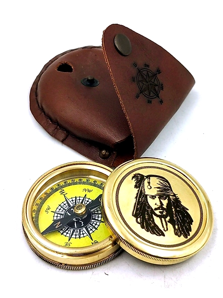 Brass Captain jack sparrow Compass Pirates Pocket compass Nautical Leather Cover Gift for Loved ones, father day Gift, Valentine Gift-3