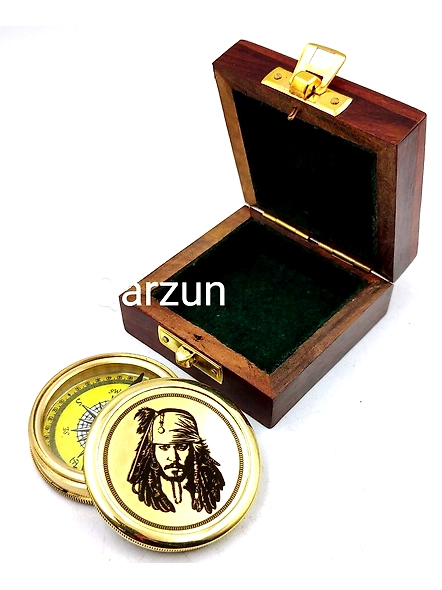 Brass Captain jack sparrow Compass Pirates Pocket compass Nautical Wood Box Gift for Loved ones, father day Gift, Valentine Gift-1
