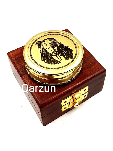 Brass Captain jack sparrow Compass Pirates Pocket compass Nautical Wood Box Gift for Loved ones, father day Gift, Valentine Gift-3