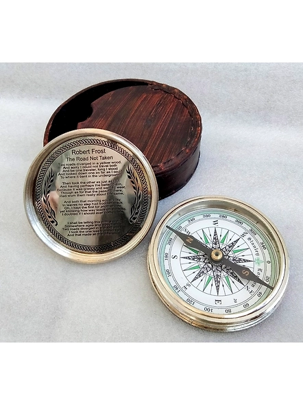Poem Compass Nickel Finish Stanley London Compass 3&quot; With Round Leather Cover Nautical gift Perfect Gift for your loved ones-2