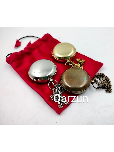 Set of 3 Shades Brass push button Lid compass chain with Velvet carry case Gift mothers day gift-3