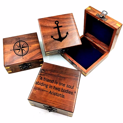 personalized hardwood storage box for engraved compass nautical box vintage style