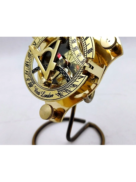 Brass Sundial Compass 3''with beautiful display stand. A perfect desk accessory and beautiful addition to a nautical collection-3