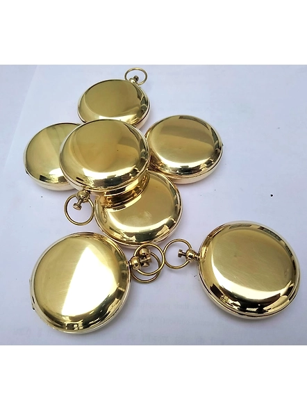 Set of 12 Pcs Brass Shiny Push Button Pocket Lid Compass Nautical Compass 2 inch-1