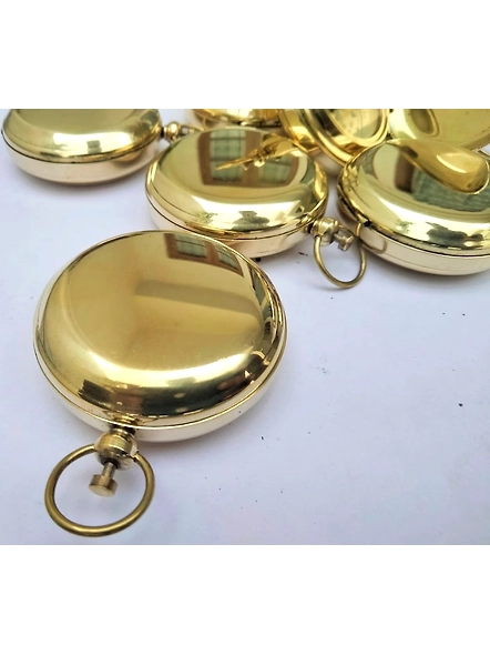 Set of 12 Pcs Brass Shiny Push Button Pocket Lid Compass Nautical Compass 2 inch-2