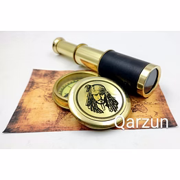 captain jack sparrow brass compass with mini 2 fold telescope leather grip nautical perfect gift for pirates lovers