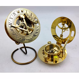 nautical solid brass round sundial compass with display stand collectible gift for all occassion