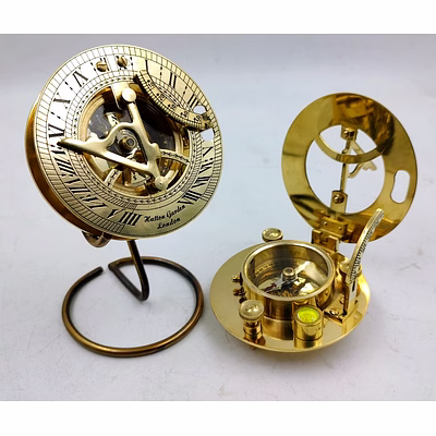 nautical solid brass round sundial compass with display stand collectible gift for all occassion