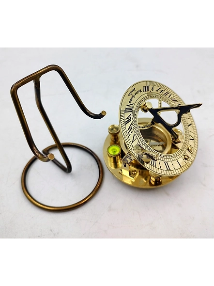 Nautical Solid Brass Round Sundial Compass With Display stand collectible gift for all occassion-1