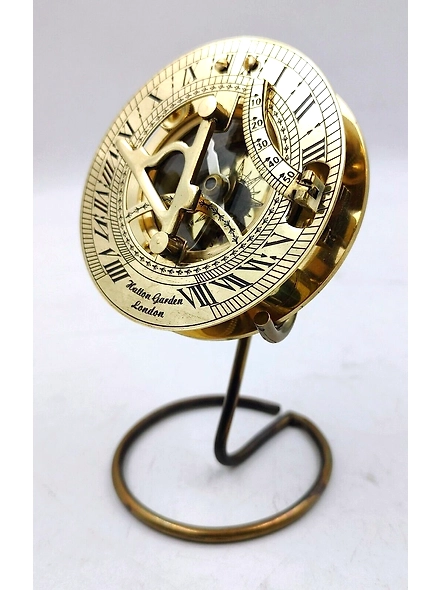 Nautical Solid Brass Round Sundial Compass With Display stand collectible gift for all occassion-2