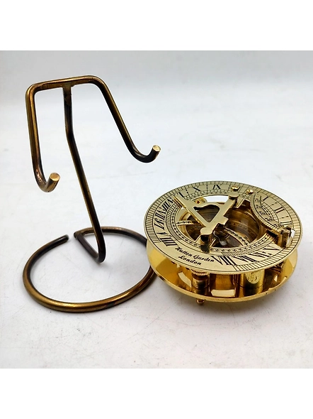 Nautical Solid Brass Round Sundial Compass With Display stand collectible gift for all occassion-3