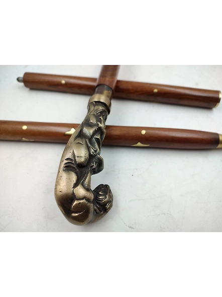 Metal Jaguar Animal Handle Wooden Walking cane-Walking Stick-Cane 3 Part Open Accessories Spare Part GIFT-3