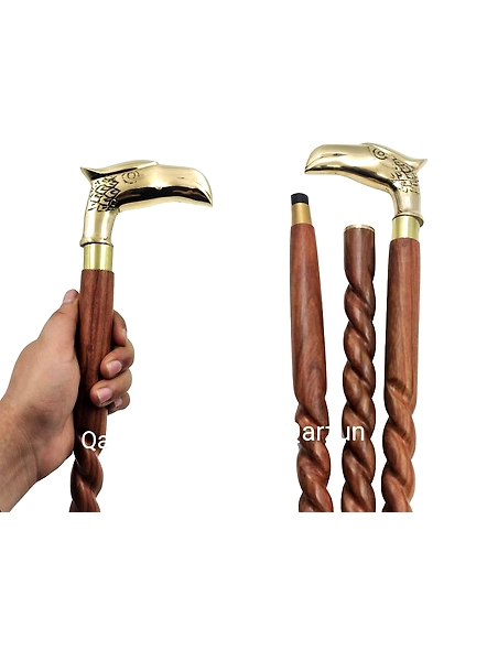 Brass Eagle Cane Head Handle Wooden Walking cane-Walking Stick-Cane 3 Part Open Accessories Spare Part GIFT mothers day gift-As1060