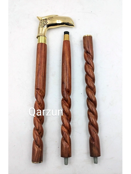 Brass Eagle Cane Head Handle Wooden Walking cane-Walking Stick-Cane 3 Part Open Accessories Spare Part GIFT mothers day gift-2