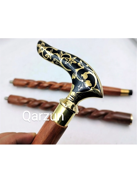 Best Quality Brass Flower Leaf Victorian Handle brass wands-walking cane-Walking Stick-canes STEAMPUNK Gift-As1061