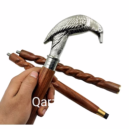 brass raven silver handle cane head handle wooden walking cane-walking stick-cane 3 part open accessories spare part gift