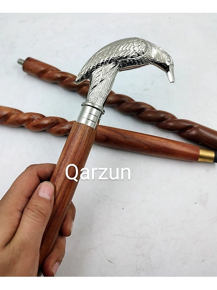 Brass Raven Silver Handle Cane Head Handle Wooden Walking cane-Walking Stick-Cane 3 Part Open Accessories Spare Part GIFT-3