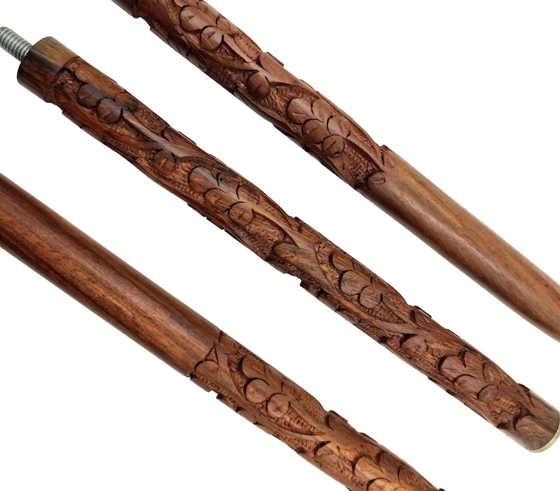 Royal Head Handle Special Carving Design Wooden Walking cane-Walking Stick-Cane 3 Part Open Accessories Spare Part GIFT-2