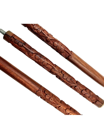 Royal Head Handle Special Carving Design Wooden Walking cane-Walking Stick-Cane 3 Part Open Accessories Spare Part GIFT-2