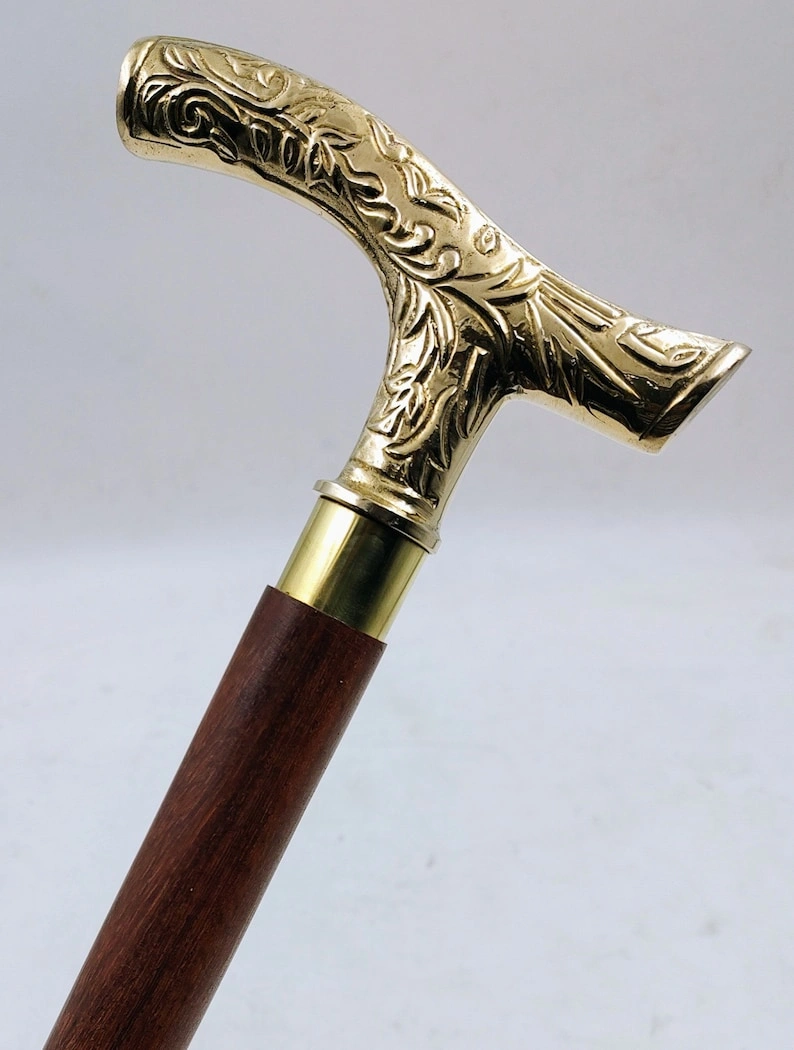 Royal Head Handle Special Carving Design Wooden Walking cane-Walking Stick-Cane 3 Part Open Accessories Spare Part GIFT-3