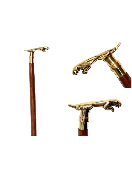 Brass jaguar Cane Head Handle Wooden Walking cane-Walking Stick-Cane 3 Part Open Accessories Spare Part GIFT mothers day gift-As1065
