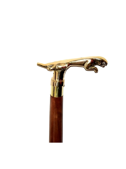 Brass jaguar Cane Head Handle Wooden Walking cane-Walking Stick-Cane 3 Part Open Accessories Spare Part GIFT mothers day gift-2