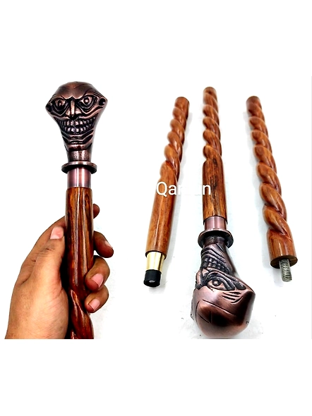 Antique style Joker Head Walking Cane Victorian Style rope Walking Stick Foldable Wooden Cane Best For Gift-As1066