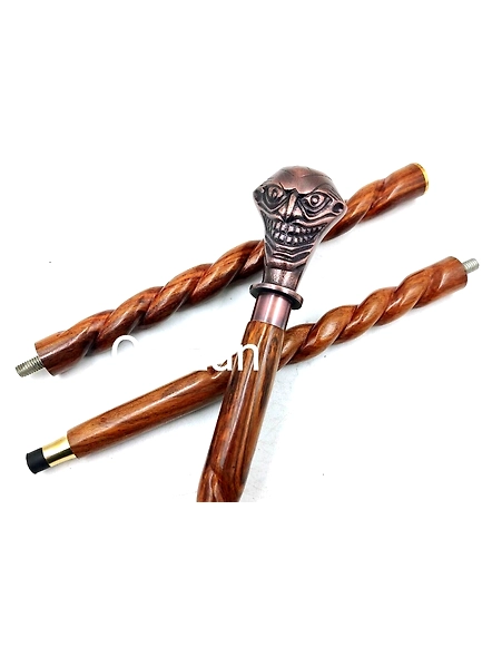 Antique style Joker Head Walking Cane Victorian Style rope Walking Stick Foldable Wooden Cane Best For Gift-1