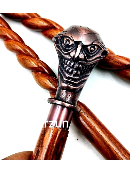 Antique style Joker Head Walking Cane Victorian Style rope Walking Stick Foldable Wooden Cane Best For Gift-2