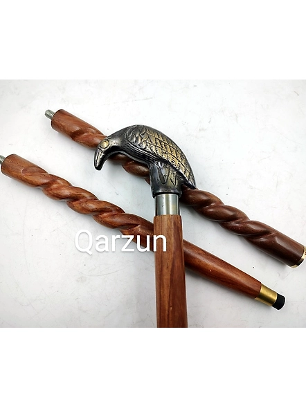 Brass Raven Antique style Cane Handle Wooden Walking Rope cane-Walking Stick-Cane 3 Part Open Accessories Spare Part GIFT-2